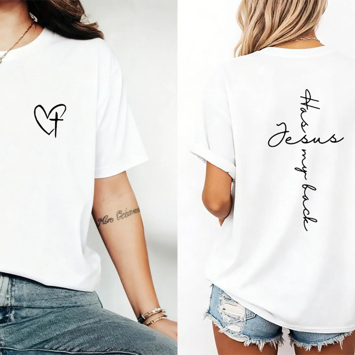 Jesus Has My Back Print T Shirt Birthday Casual Christian Shirt, Christian Merch Jesus Shirt Faith Shirt Christian Gift Teen Christian Apparel,back to school,back to school shopping