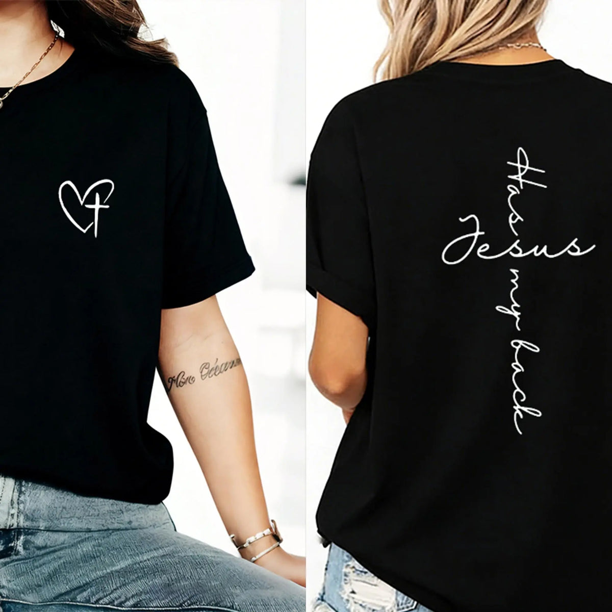 Jesus Has My Back Print T Shirt Birthday Casual Christian Shirt, Christian Merch Jesus Shirt Faith Shirt Christian Gift Teen Christian Apparel,back to school,back to school shopping